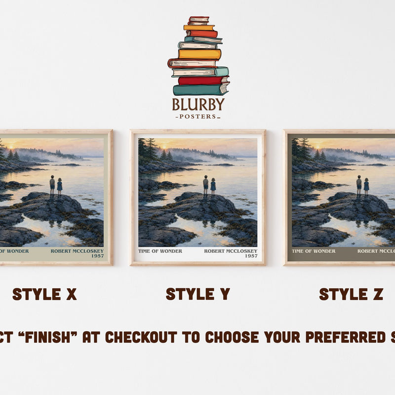 Time of Wonder literary print in frame leaning in hallway – childrens wall art