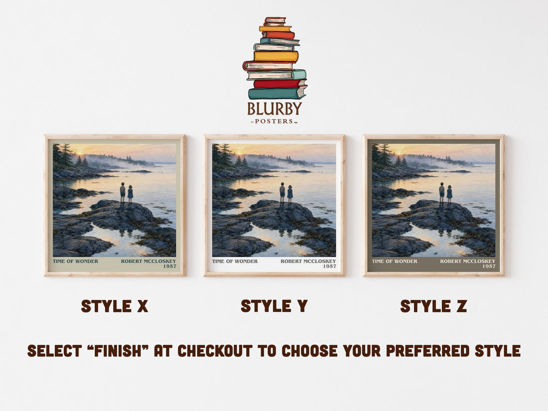 Time of Wonder literary print in frame leaning in hallway – childrens wall art (mockup)