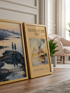 Time of Wonder watercolour print framed by window – literary home decor