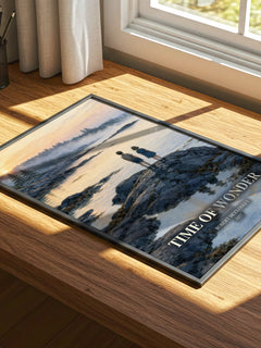 Time of Wonder watercolour book poster framed on wall – childrens wall art