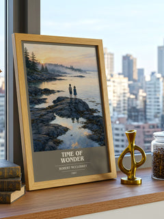 Time of Wonder book cover print framed by window – literary home decor