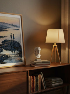 Time of Wonder watercolour print on bookshelf – Robert McCloskey fan gift