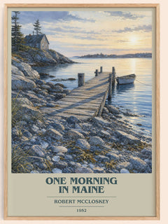 One Morning in Maine book cover book poster by Robert McCloskey – framed literary art print