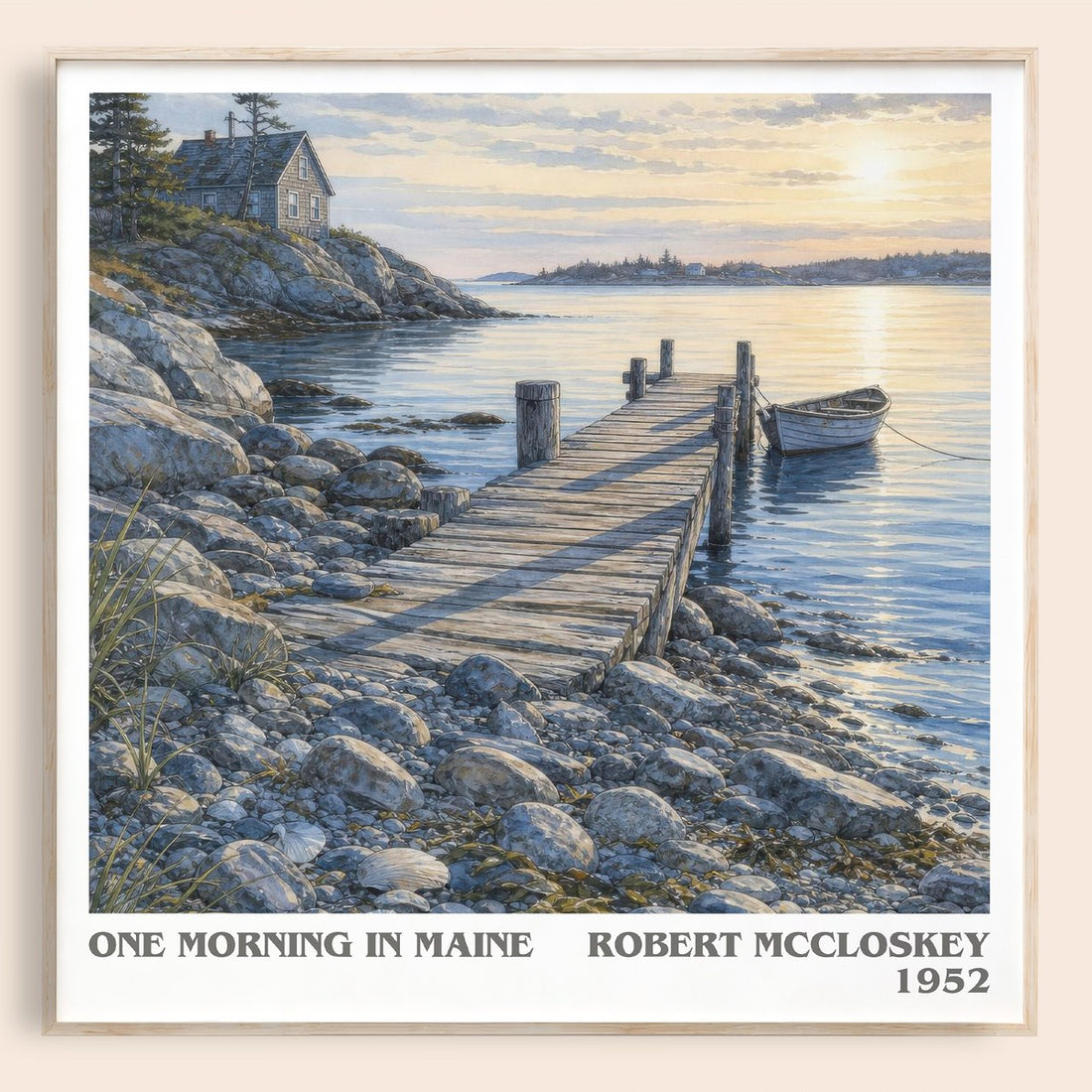 One Morning in Maine literary book poster by Robert McCloskey – framed literary art print