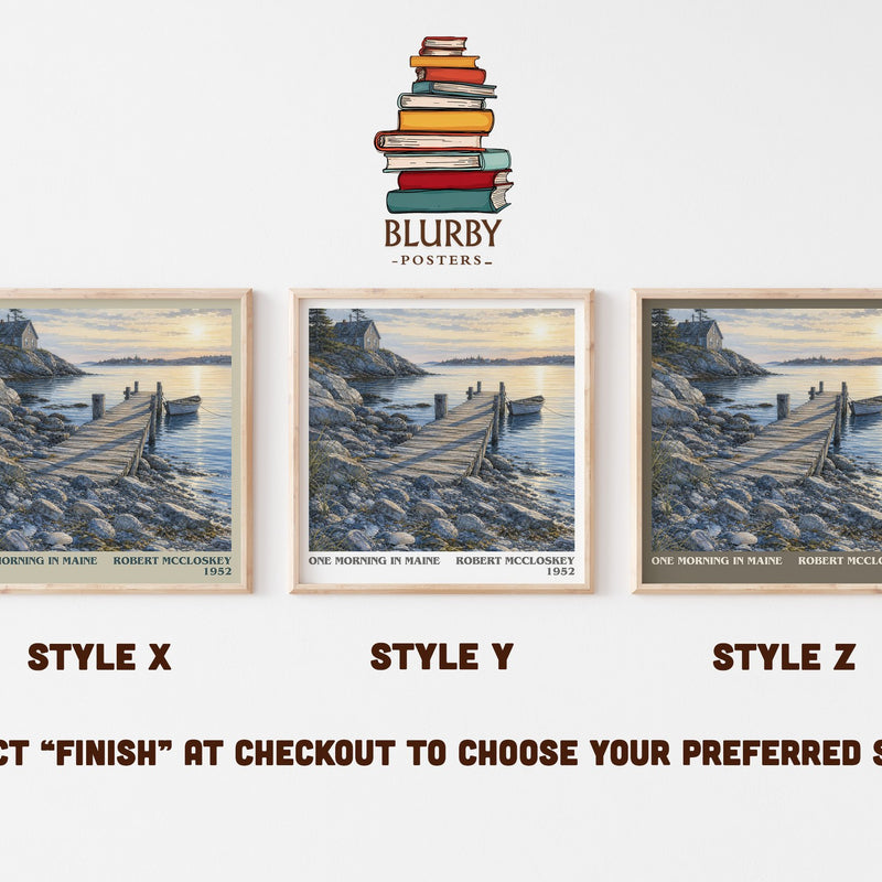 One Morning in Maine literary print in frame leaning in hallway – childrens wall art