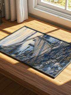 One Morning in Maine watercolour book poster framed on wall – childrens wall art