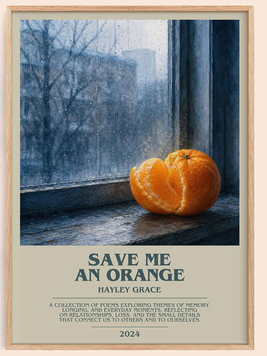 Save me an orange bookish book poster by Hayley Grace – framed literary art print
