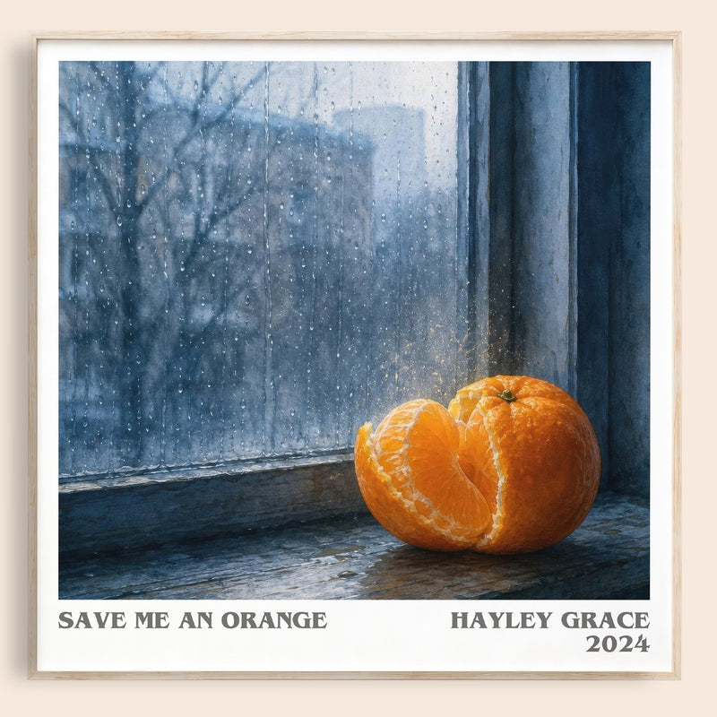 Save me an orange literary book poster by Hayley Grace – framed literary art print