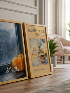 Save me an orange watercolour print framed by window – literary home decor