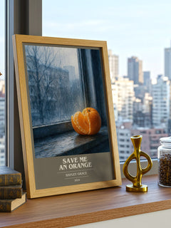 Save me an orange book cover print framed by window – literary home decor