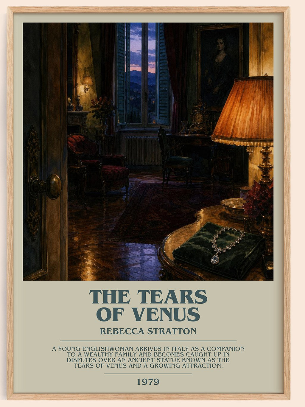 The Tears of Venus bookish book poster by Rebecca Stratton – framed literary art print