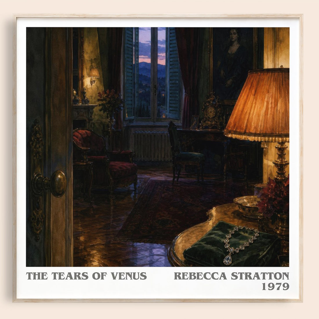 The Tears of Venus literary book poster by Rebecca Stratton – framed literary art print