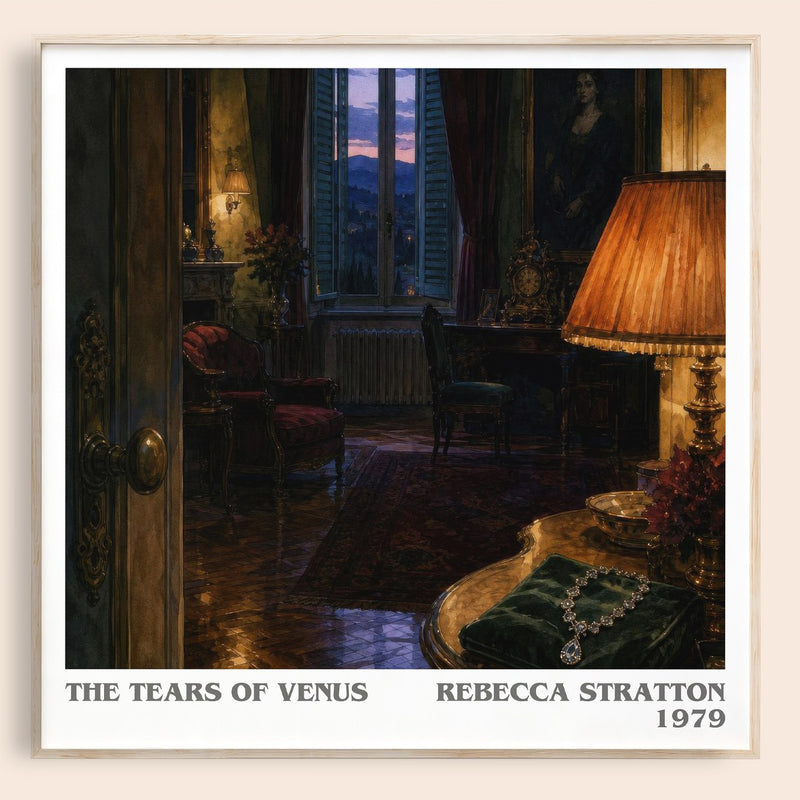 The Tears of Venus literary book poster by Rebecca Stratton – framed literary art print