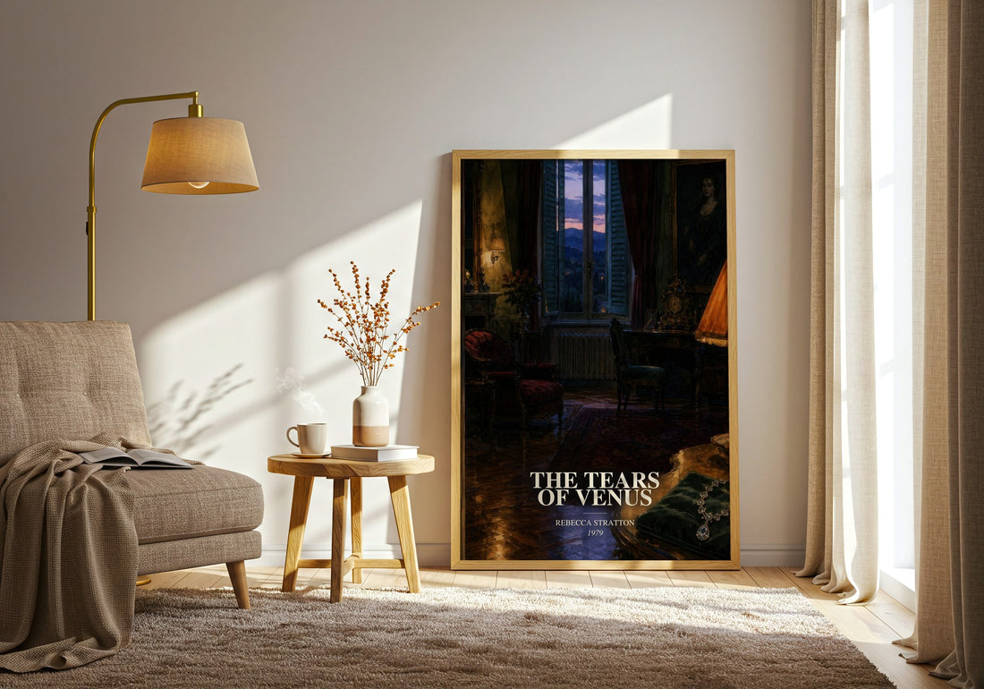 The Tears of Venus watercolour print in frame leaning in hallway – romance wall art