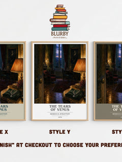 The Tears of Venus book cover print in frame leaning in hallway – romance wall art
