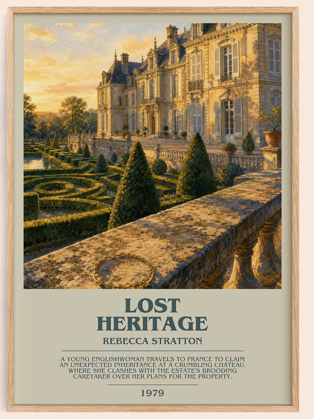 Lost heritage bookish book poster by Rebecca Stratton – framed literary art print