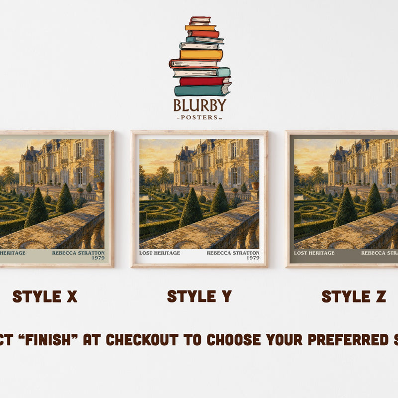 Lost heritage literary print in frame leaning in hallway – romance wall art