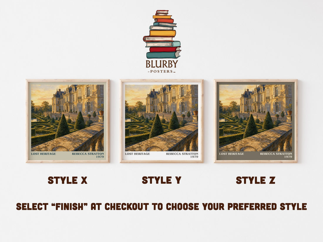 Lost heritage literary print in frame leaning in hallway – romance wall art (mockup)