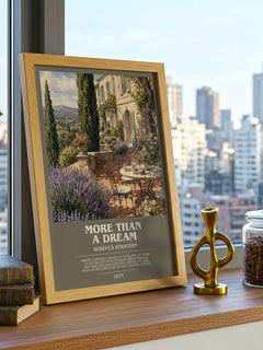 More Than a Dream bookish print framed by window – literary home decor