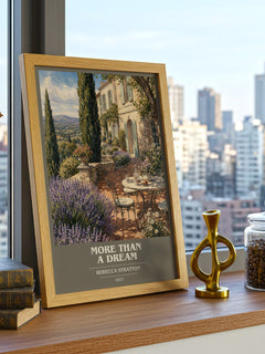 More Than a Dream book cover print framed by window – literary home decor