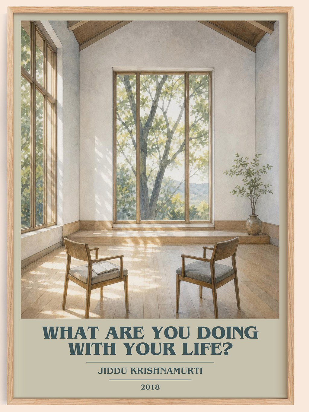 What Are You Doing with Your Life? book cover book poster by Jiddu Krishnamurti – framed literary art print