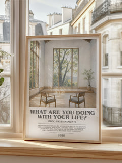 What Are You Doing with Your Life? bookish poster colour and style options – Jiddu Krishnamurti book art