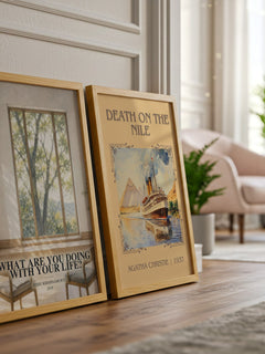 What Are You Doing with Your Life? watercolour print framed by window – literary home decor