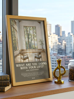 What Are You Doing with Your Life? bookish print framed by window – literary home decor