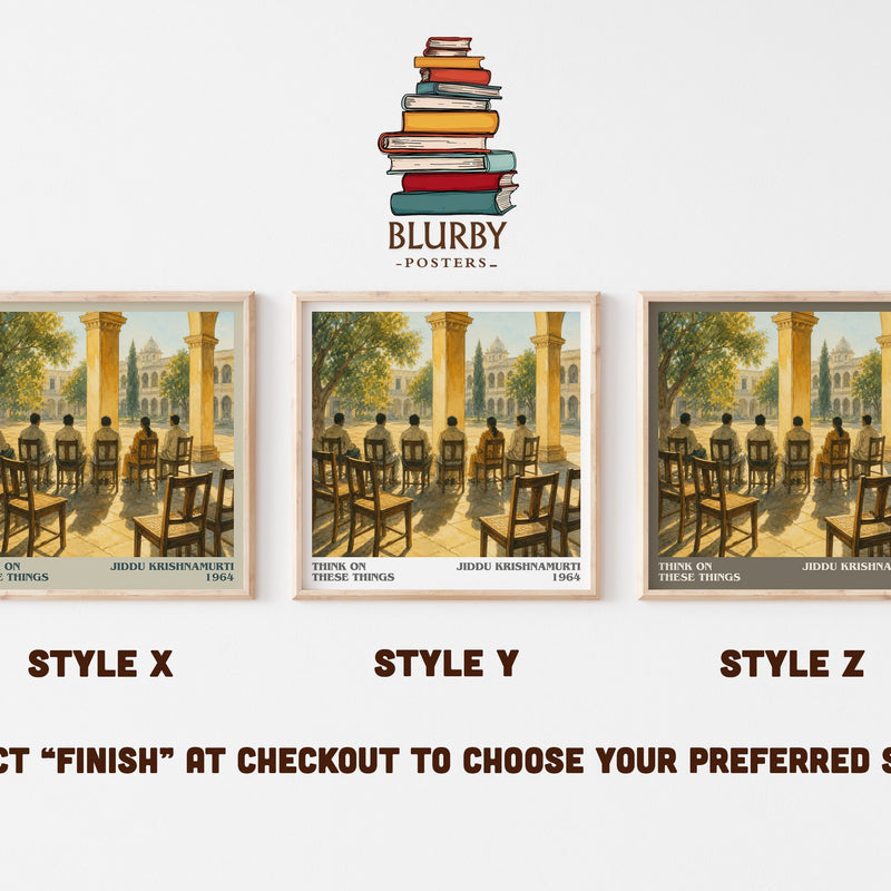 Think on These Things literary print in frame leaning in hallway – philosophy wall art