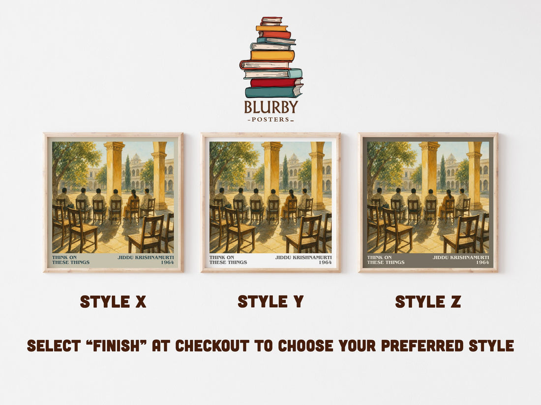 Think on These Things literary print in frame leaning in hallway – philosophy wall art (mockup)