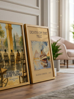 Think on These Things watercolour print framed by window – literary home decor