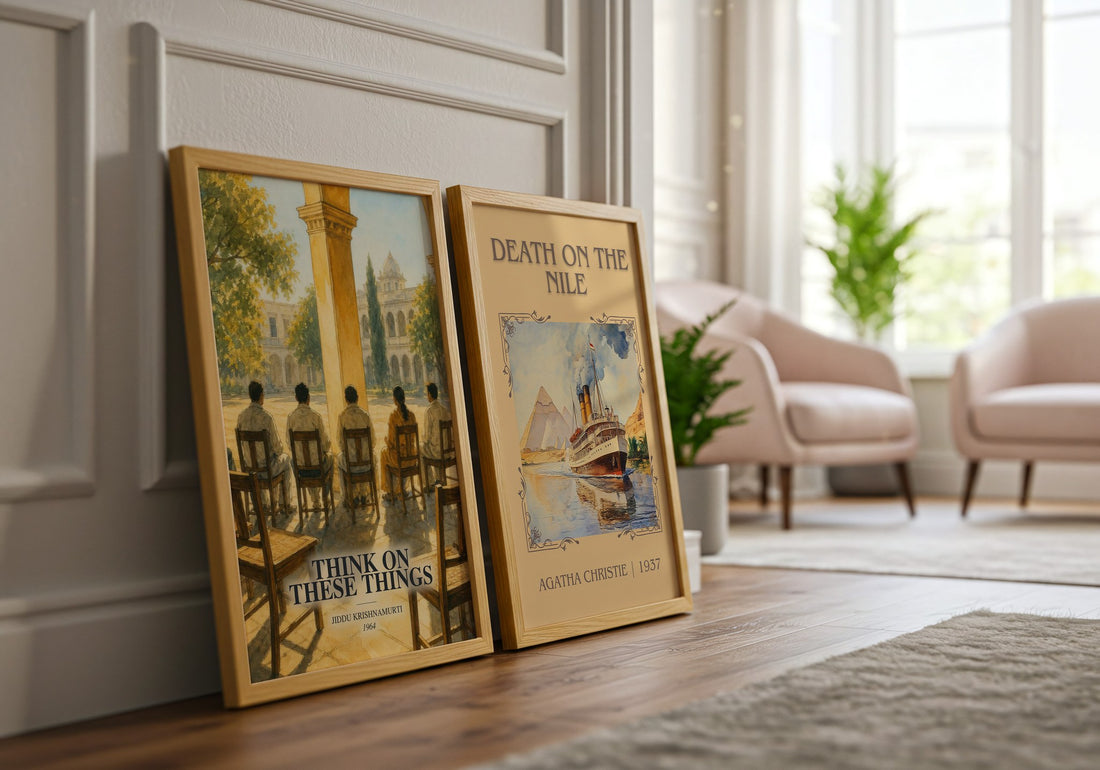 Think on These Things watercolour print framed by window – literary home decor
