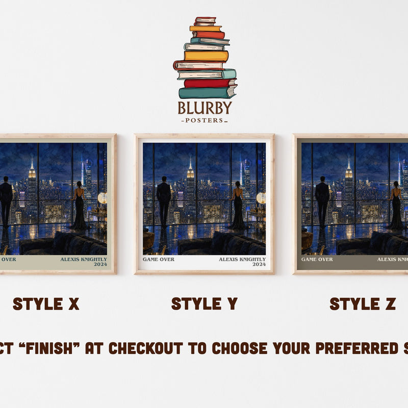 Game Over literary print in frame leaning in hallway – thriller wall art