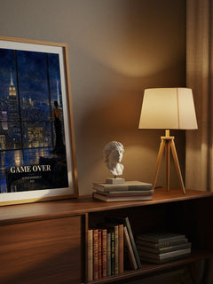 Game Over watercolour print on bookshelf – Alexis Knightly fan gift
