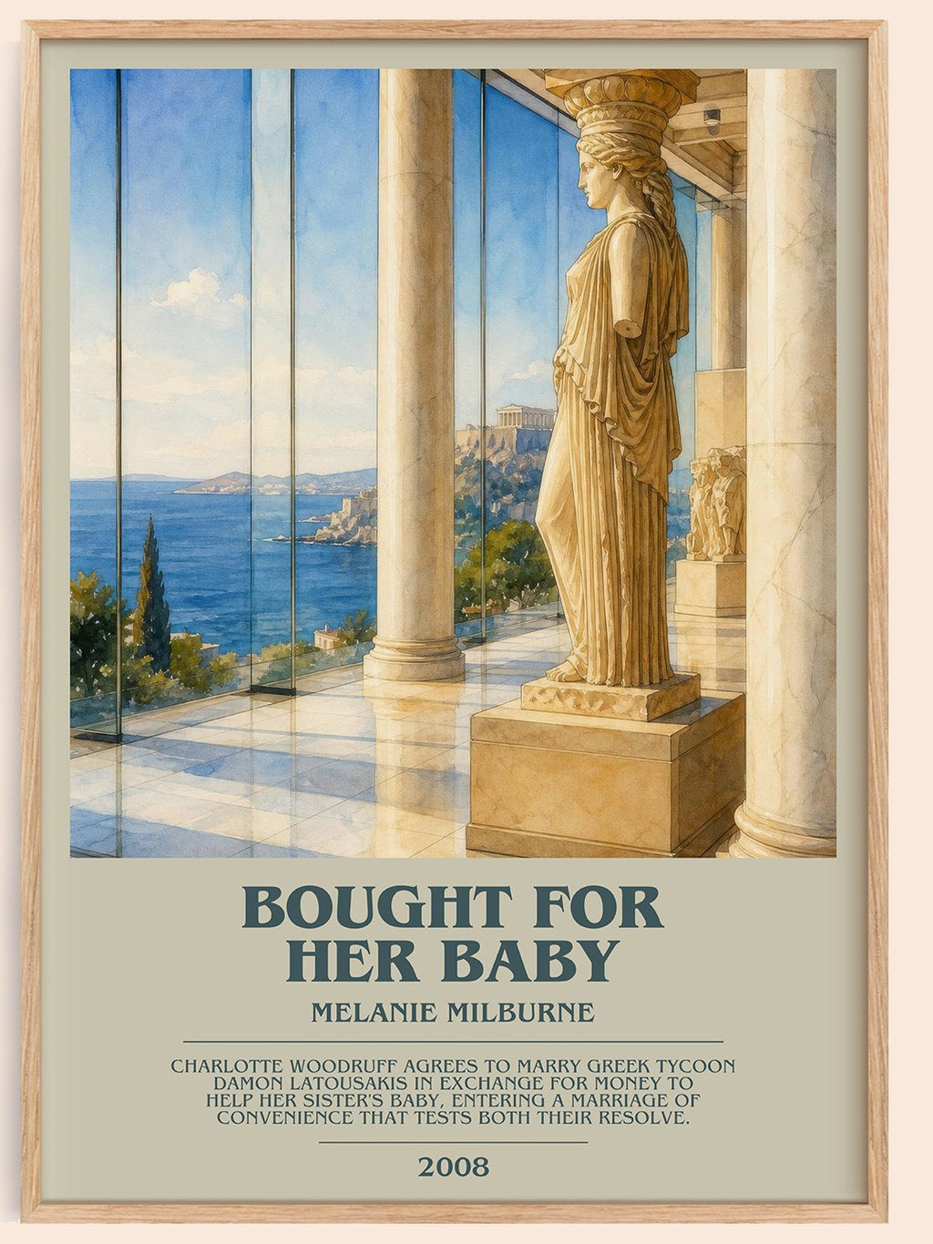 Bought For Her Baby bookish book poster by Melanie Milburne – framed literary art print