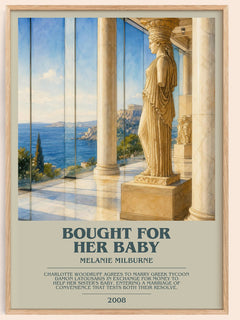 Bought For Her Baby bookish book poster by Melanie Milburne – framed literary art print