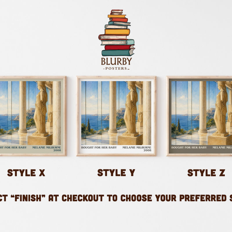 Bought For Her Baby literary print in frame leaning in hallway – romance wall art