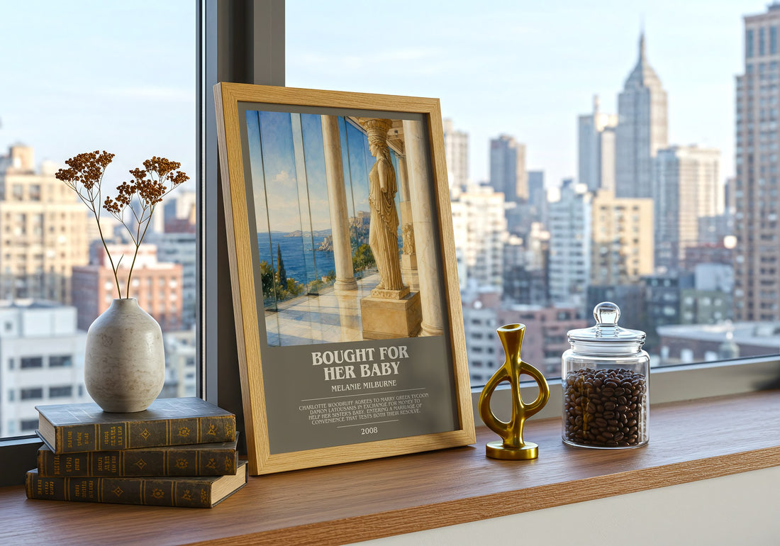 Bought For Her Baby bookish print framed by window – literary home decor
