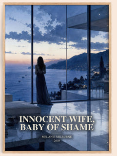 Innocent Wife, Baby of Shame watercolour book poster by Melanie Milburne – framed literary art print