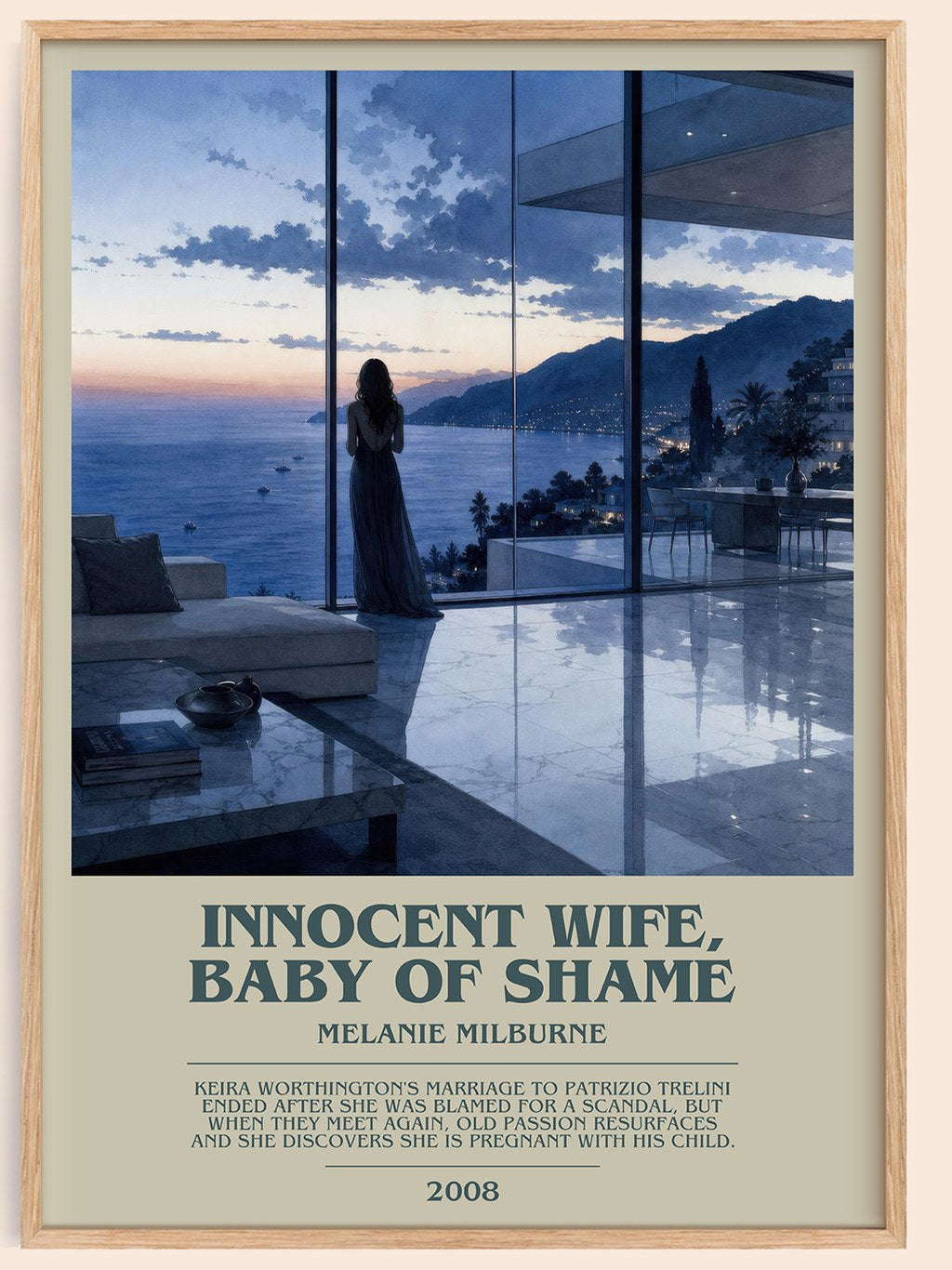 Innocent Wife, Baby of Shame bookish book poster by Melanie Milburne – framed literary art print
