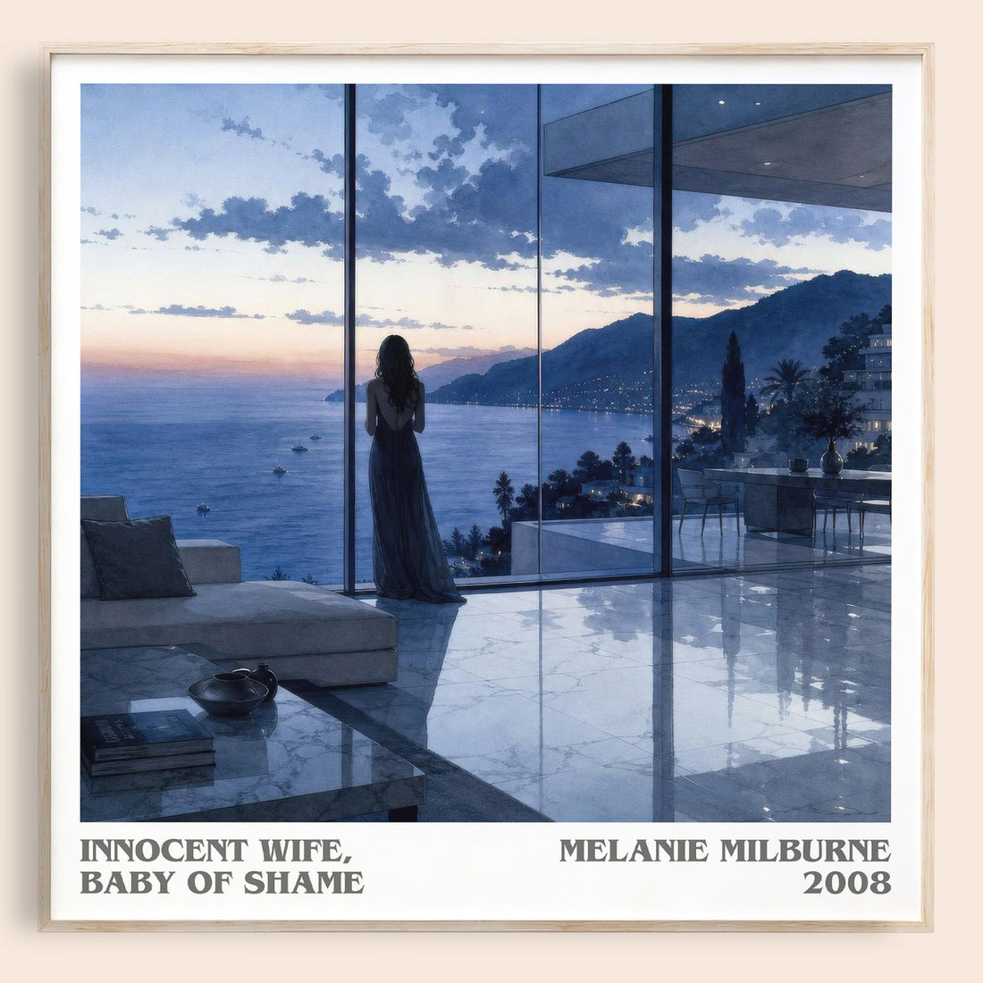 Innocent Wife, Baby of Shame literary book poster by Melanie Milburne – framed literary art print