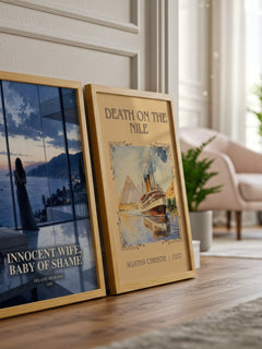 Innocent Wife, Baby of Shame watercolour print framed by window – literary home decor