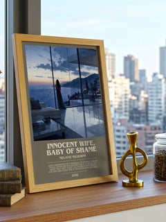 Innocent Wife, Baby of Shame bookish print framed by window – literary home decor