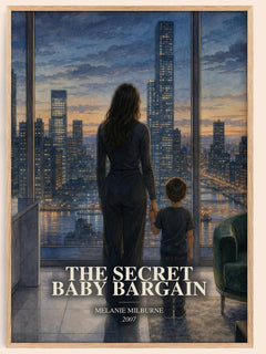 The Secret Baby Bargain watercolour book poster by Melanie Milburne – framed literary art print