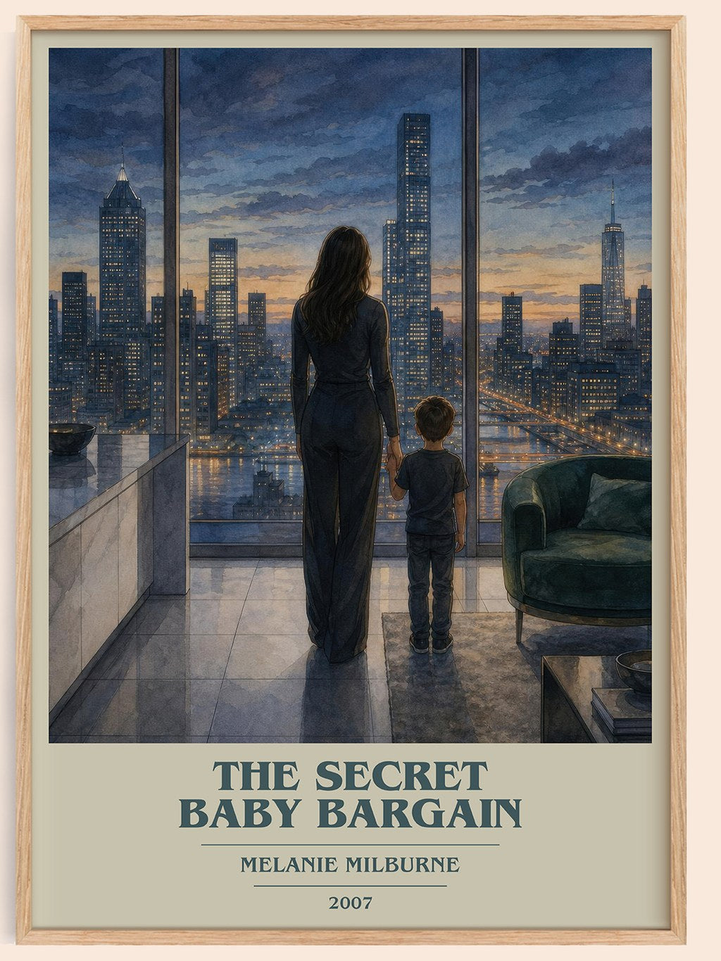 The Secret Baby Bargain book cover book poster by Melanie Milburne – framed literary art print