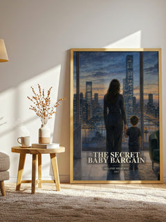 The Secret Baby Bargain watercolour print in frame leaning in hallway – romance wall art