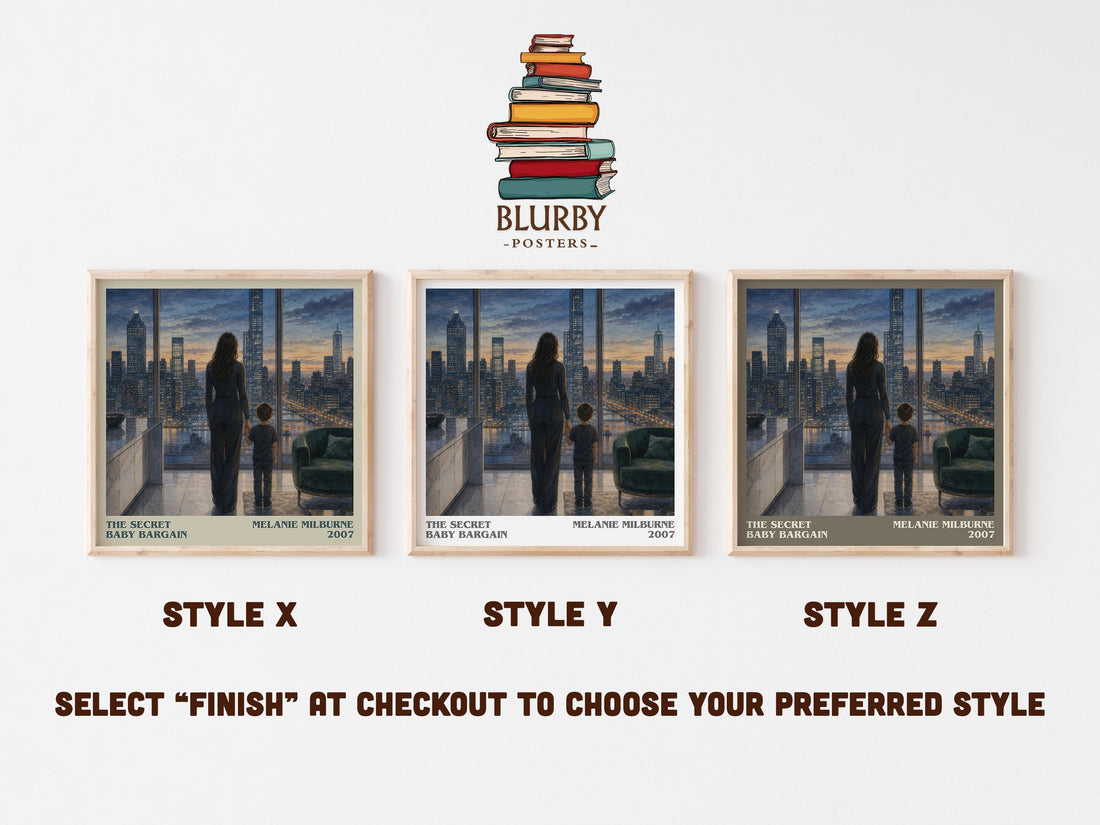 The Secret Baby Bargain literary print in frame leaning in hallway – romance wall art (mockup)
