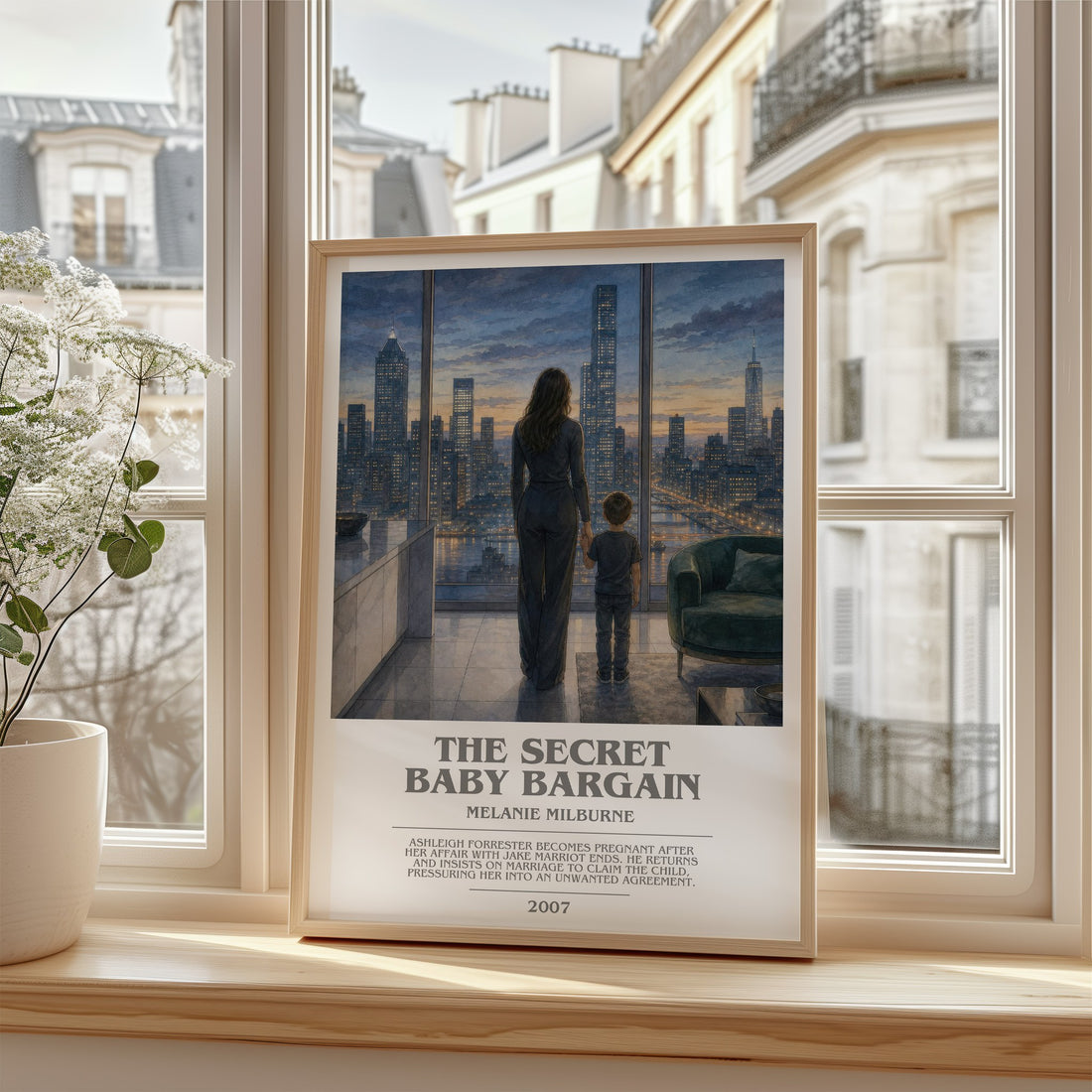 The Secret Baby Bargain bookish poster colour and style options – Melanie Milburne book art
