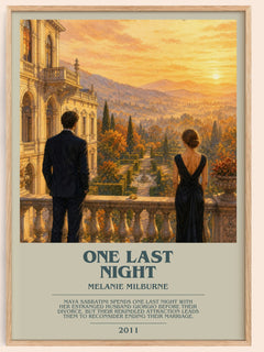 One Last Night bookish book poster by Melanie Milburne – framed literary art print