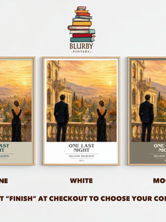 One Last Night book cover print framed by window – Stone, White and Mocha side by side – choose your colour